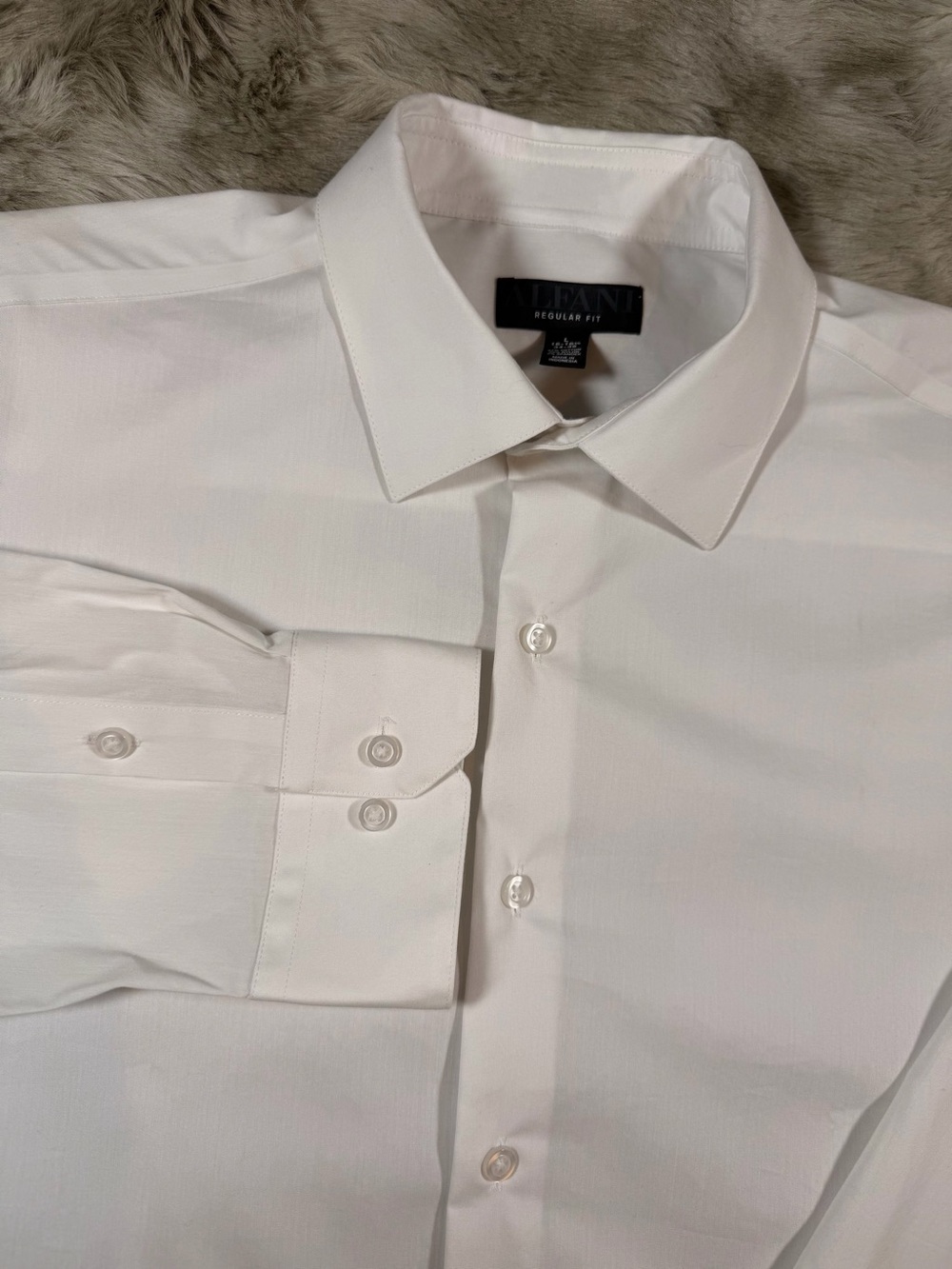 Alfani White Men’s Large 16-16.5 Regular Fit Stretch Point Dress Shirt 34/35